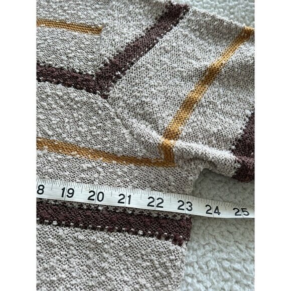 Mason & Belle Ellie Textured Striped Sweater Cream, Brown, Yellow Size XL - Picture 9 of 10